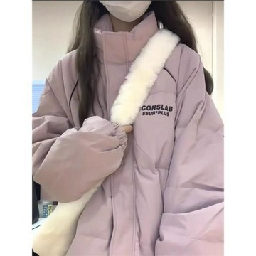 棉服女款2026年冬季新款韓版小個子棉衣外套字母印花立領面包服潮