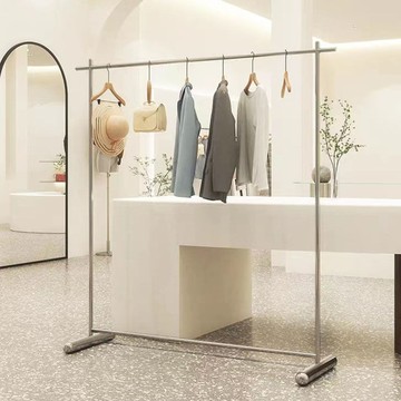 晾衣架 晾衣桿 服裝店展示架 不銹鋼簡約落地式中島掛衣架 男女童裝店貨架 陳列道具