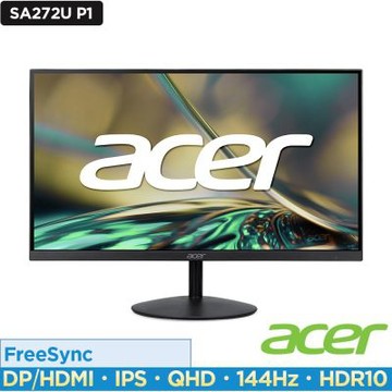 Acer 宏碁 SA272U P1 27型IPS 2K超薄電腦螢幕 AMD FreeSync