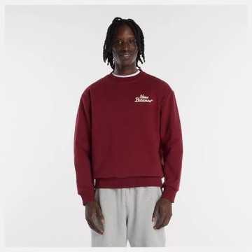 NEW BALANCE NB 長袖上衣 男 大學T 寬鬆 美規 紅 MT61U6IQMCR