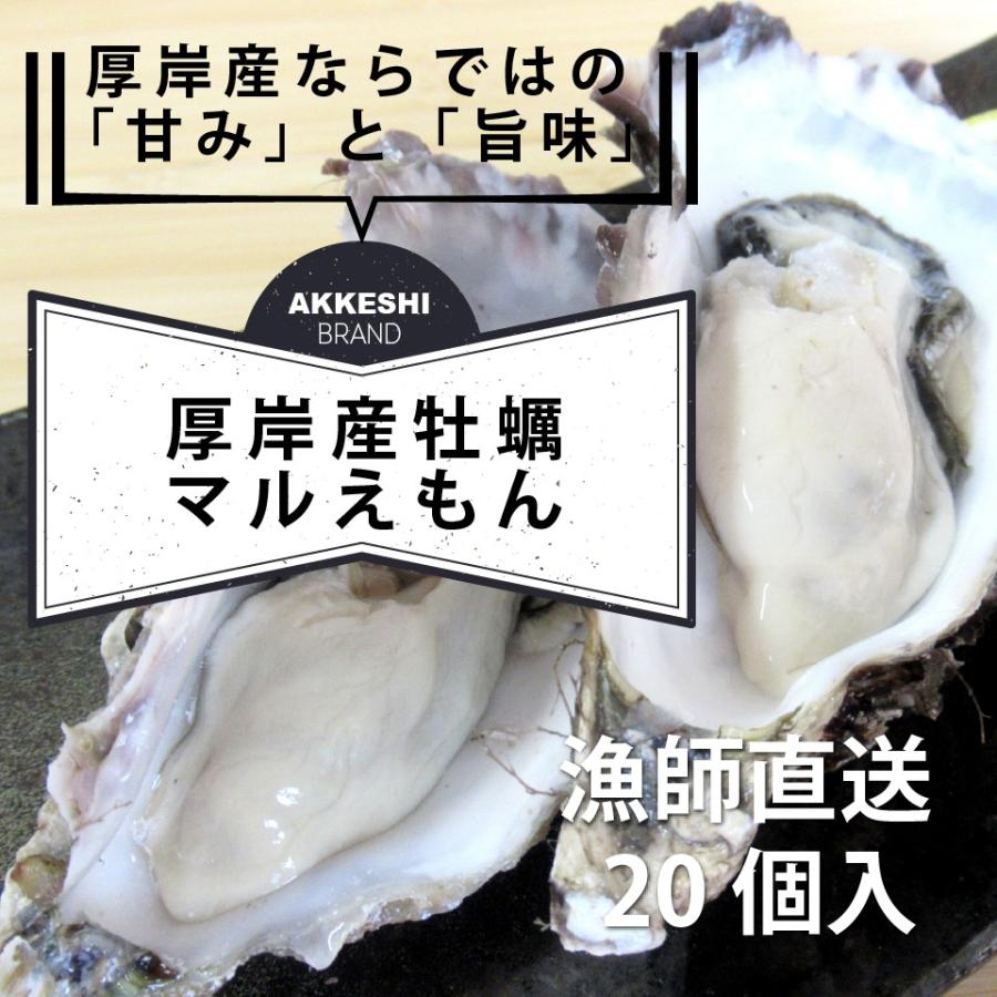 北海道 厚岸産 生牡蠣 「マルえもん」3Lサイズ 20個入 殻付 生食可 漁師直送