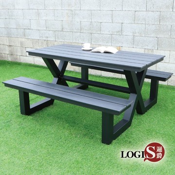 (LOGIS) 防水庭園桌椅 啤酒桌 戶外桌椅 烤肉桌 BBQ 露營桌 【CC180-BK】