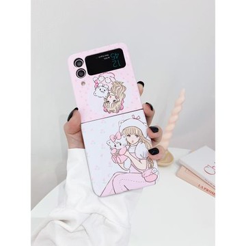 少女貓咪適用三星zflip7fe手機殼zflip6折疊屏flip5全包W25心系天下保護套超薄大視窗小眾女新款高級感防摔