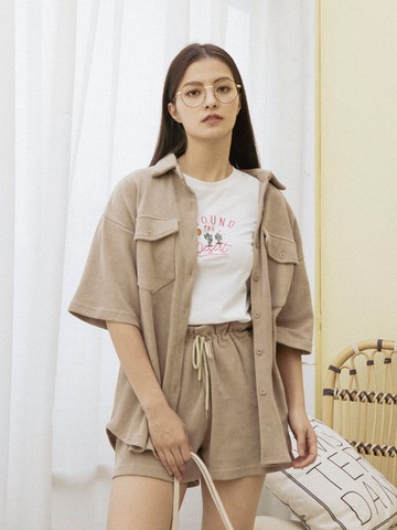 雙口袋工裝短袖襯衫