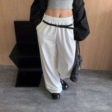 ISA_(附皮帶)一週穿5天 慵懶不失個性鉚釘棉褲_64016