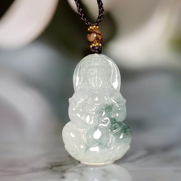 冰種飄花翡翠觀音菩薩項鍊 | 天然緬甸玉翡翠A貨 | 送禮