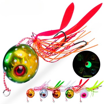 【TTFF】鐵板鉛魚鬍鬚佬魷魚40/60/80/100/120/150/180g帶雙鉤點狀夜光鐵板路亞假餌 海釣釣紅章鉛