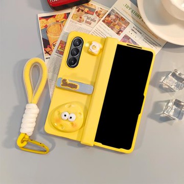 卡通可愛適用三星Z Fold7手機殼三星fold5保護套W23折疊屏W24外殼ZFold4中軸全包galaxy z fold6折疊支架掛繩