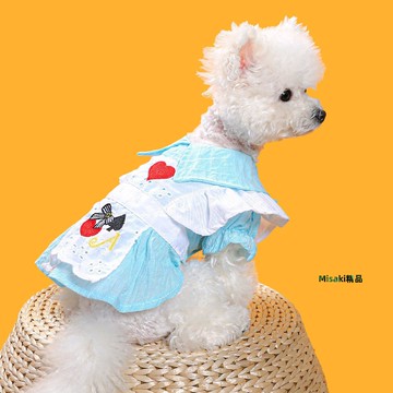 寵物衣服寵物狗狗衣服貓咪服飾繡花洞洞愛麗絲公主可愛愛心泰迪比熊狗裙子-Misaki精品