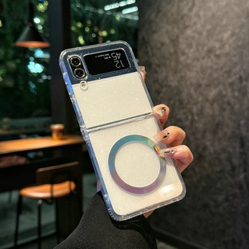 磁吸無線充 星空閃粉 冰透 久用不發黃 手機殼 適用於 三星 Galaxy Z Flip 6 5 4 3 防摔殼 保護殼