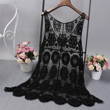 2025春夏寬松蕾絲鏤空女加肥加大碼顯瘦百搭繡花套頭針織遮肉外搭
