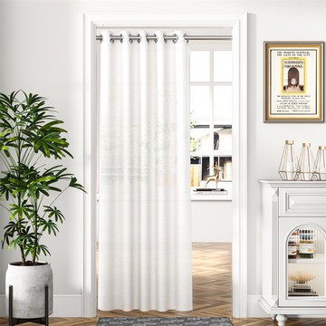 【嵐楓居家】浪漫式透光不透人打孔式拉簾長門簾130x200cm買就送桿子-白色_廠商直送
