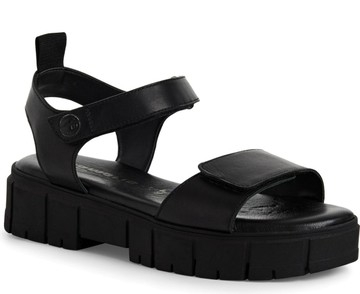 TAMARIS WEDGE/PLAT SANDAL 黑色女款鞋子