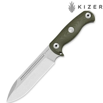 Kizer Drop Bear Fix 7 綠電木柄銀刃全龍骨直刀 1103A1