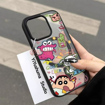 💕。鱷魚睡衣小新適用iPhone16plus手機殼蘋果15Pro卡通13膚感12磁吸x哀鳳保護套