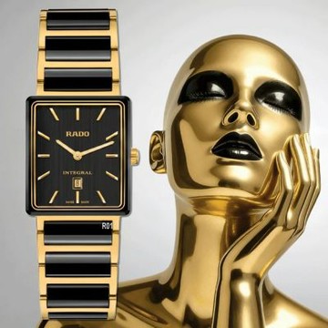 RADO 雷達表 40週年限量 Integral 精密陶瓷系列 黑金陶瓷石英錶28㎜ R01(R20258162)