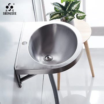 不鏽鋼壁掛式洗手台 掛牆式洗手台 304不鏽鋼台盆小戶型衛生間面盆掛牆式家用陽台洗手盆洗臉盆『as3194』