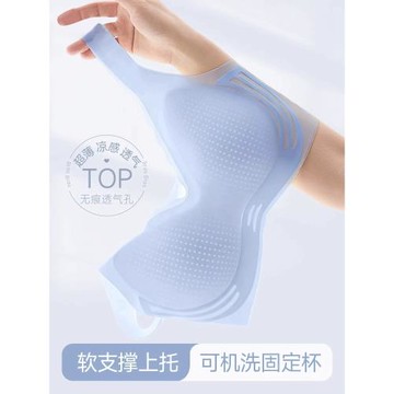 涼感無痕內衣女夏天超薄款夏季小胸聚攏文胸無鋼圈背心式運動胸罩