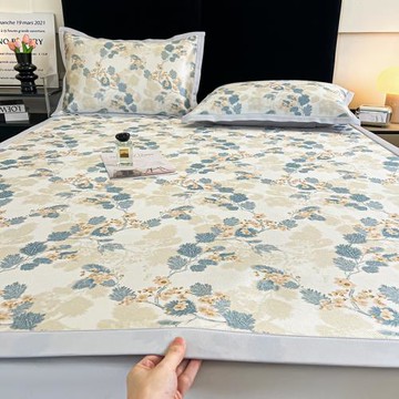 A類水墨風冰絲涼席三件套2025新款冰藤席可機洗夏天床墊夏涼軟席