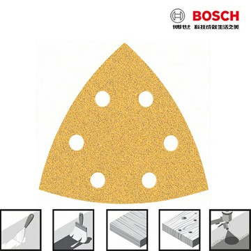 BOSCH博世 金色三角形自黏砂紙 土黃色三角型木材砂紙 5片裝 三角砂紙 適用磨切機/三角砂紙機 GOP