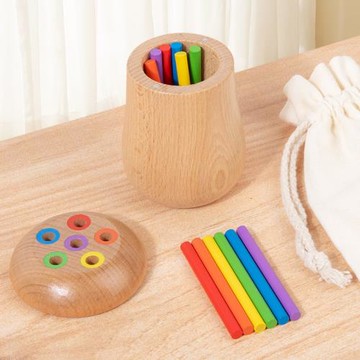 蒙氏早教木制顏色認知玩具兒童顏色分類棒教具杯子感官玩具批發
