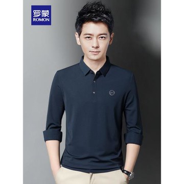 羅蒙男士長袖Polo衫春秋季新款桑蠶絲商務休閑帶翻領T恤男裝上衣