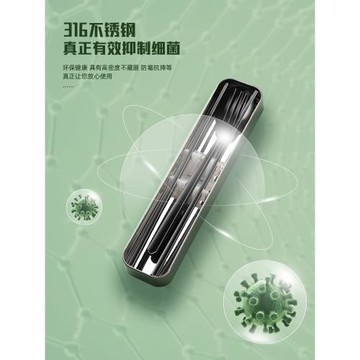 316不銹鋼便攜餐具抗菌筷子勺子叉子三件套裝 收納盒學生家用上班
