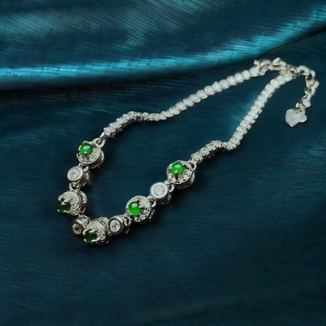 冰種老坑綠翡翠蛋面手鍊 925純銀 | 天然翡翠A貨 | 送禮