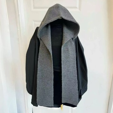 ✨ 精選好物 ✨ 韓版日常時髦疊搭連帽圍巾 一體披肩 秋冬加厚帽子   秋冬加厚圍巾  保暖針織連帽包頭圍脖