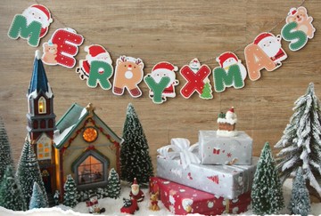 【嚴選SHOP】台灣製 聖誕節拉旗 裝飾紙旗 串旗 派對彩旗 兒童宴會 裝飾佈置吊卡 拉旗聖誕節佈置 三角旗【X104】