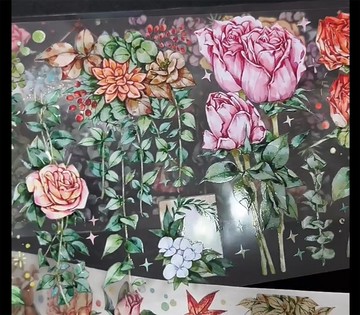 盛放 復古花卉造景 PET 和紙膠帶 拼貼素材