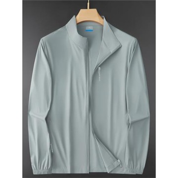 中年防曬夾克男夏季簡約立領休閑防曬服上衣爸爸裝速干透氣薄外套