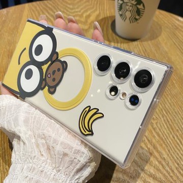 透明磁吸適用三星S23ultra手機殼是glaxyS25U新款24是S21超薄galaxyS22十S25plus小黃人note20卡通S24+23外殼