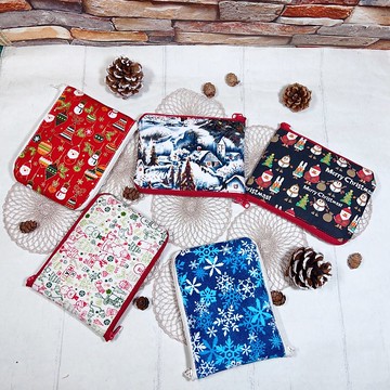 聖誕系列~雙拉鍊/獨立雙口袋/袋底不相通/卡片零錢包