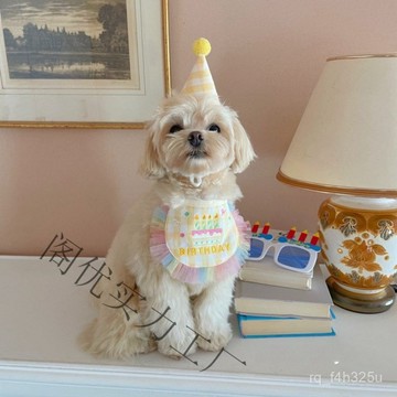 [24時熱賣]寵物生日服飾 可愛生日派對狗狗圍兜帽子小型犬貓咪口水巾圍脖狗狗 9PR1