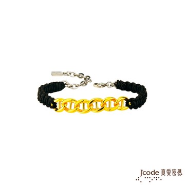 J code真愛密碼金飾 豬你一直相戀硬金編繩男手鍊