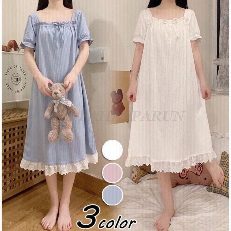 ヴィジョン ストリートウェア ネグリジェ 春夏 姫 半袖ワンピース 白レースネグリジェ ロング丈 ナイトロープ パジャマ レディース 大人可愛い部屋着 オシャレルームウェア 通販 Lineポイント最大get Lineショッピング