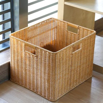 Kens格子柜仿藤編收納盒櫥柜儲物筐INS風雜物收納箱編織籃子大號