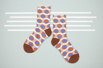 咖啡廳 棉質中筒襪 - 襪子 -  白