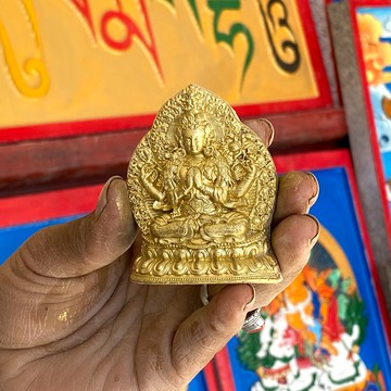 【代造擦擦佛像】中號四臂觀音觀世音菩薩 造型2 西藏傳統泥塑像