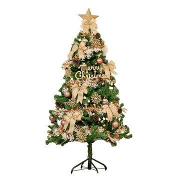 摩達客 耶誕台製豪華型裝飾綠色聖誕樹 含100燈LED小圓球珍珠燈串  120cm  金色 + 綠色