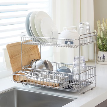 JBJ 餐具瀝水架 Comnode 鋁製Logo  2層  銀色  1個