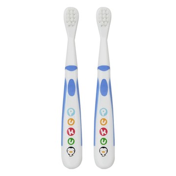 PUKU 藍色企鵝 雙色幼兒牙刷 軟毛 適合18個月以上兒童  水藍色  1入  2支