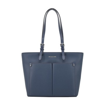 MICHAEL KORS JET SET荔枝紋前雙口袋托特包-深藍