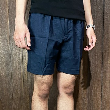 美國百分百【全新真品】Perry Ellis 短褲 棉質 綁繩 休閒褲 男款 素面 深藍 CW17