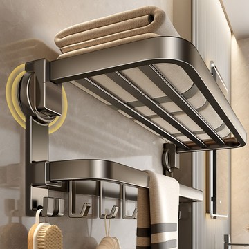 衛生間吸盤毛巾架洗手間浴室廁所浴巾置物架壁掛式免打孔一體掛架