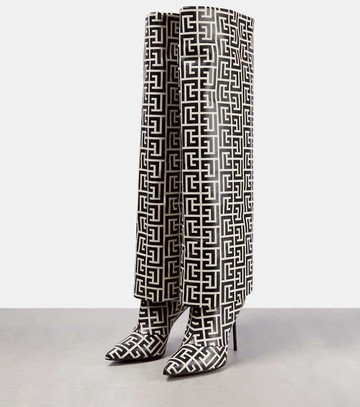 Balmain Ariel monogram knee-high boots