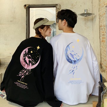 長袖 情侶款 前後圖 海豚星空  純棉 現貨 XS~XL 情侶裝 台灣製【YCL755-4】情侶T 長T 長袖T