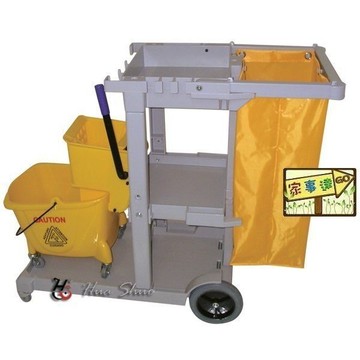 [ 家事達 ] 台灣HS-多功能清潔車+黃色拖把車組 特價