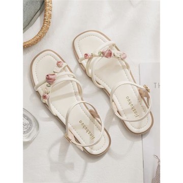 羊皮版~晚晚溫柔仙女風法式絕美配裙子的涼鞋女2025新款夏季外穿